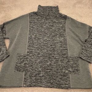 Karen Kane Heathered Gray Women’s Medium Mock Neck Pullover Top Long Sleeve